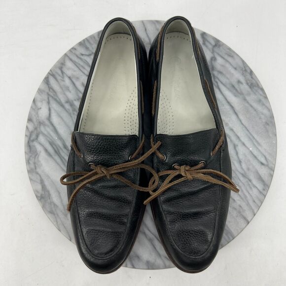 Cole Haan Loafer Boat Shoes Mens 10.5 Black Bow Tied Pebbled Leather Slip On main image 11